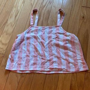 NWOT Abound pink/white thin strap linen cropped striped summer top size small